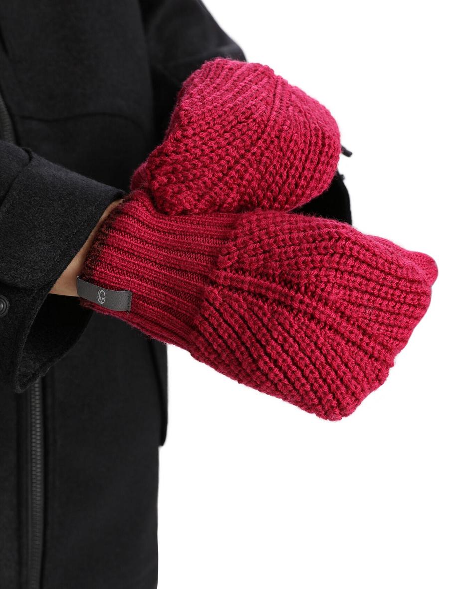 Cherry / Espresso Icebreaker Unisex Merino Waypoint Mittens Women's Gloves | AU 1504ZUTG